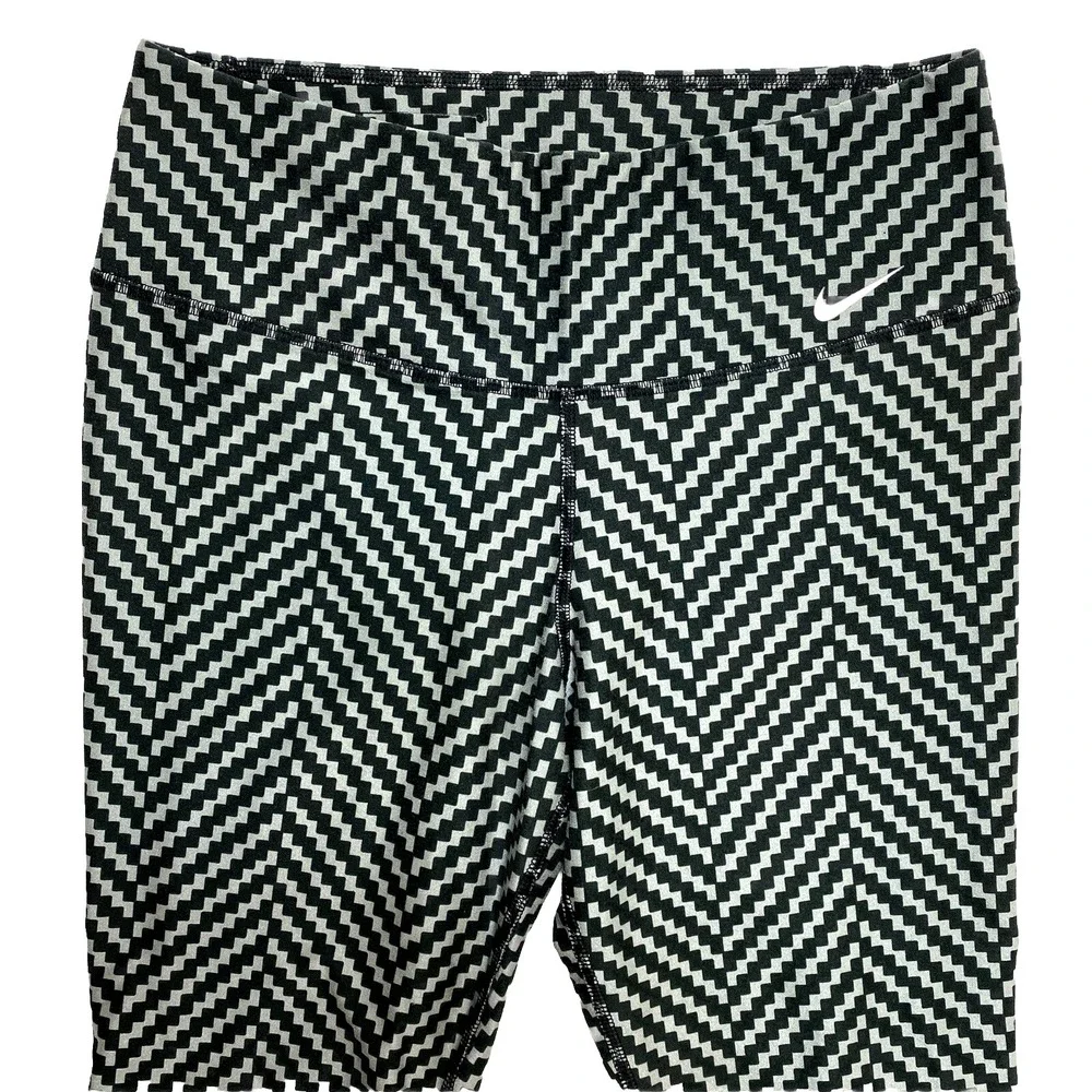 Nike Cropped Leggings Womens S Grey Black Geometric Compression